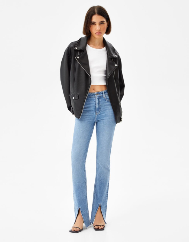 Oversize-Bikerjacke aus Kunstleder